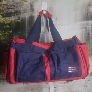 Bugle Boy Mens Retro red and blue travel sporty duffle bag